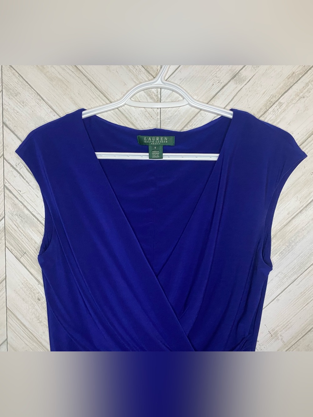Ralph Lauren Cobalt Blue Cap Sleeve Wrap-Style Midi Dress - Picture 2 of 8